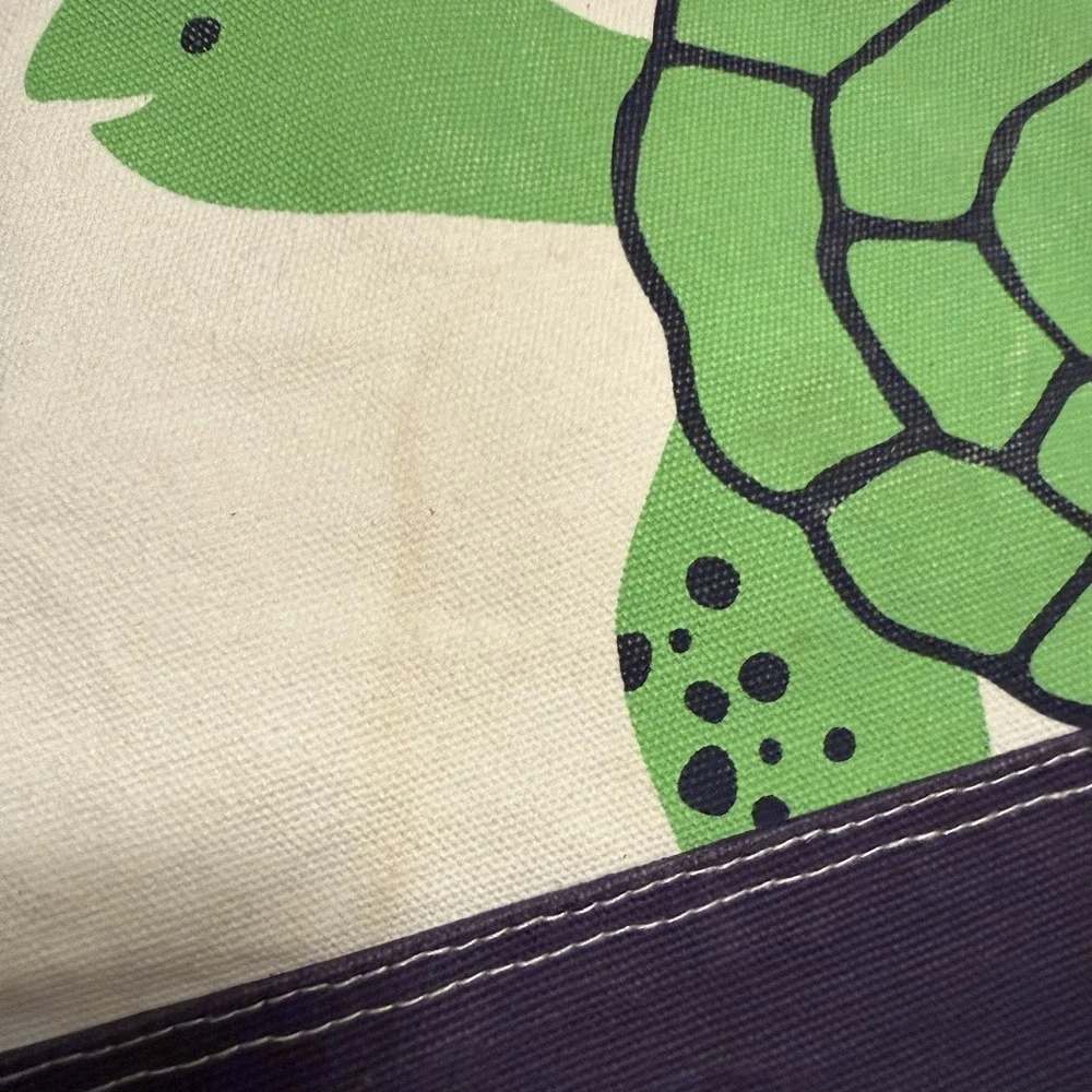 Pottery Barn Kids Turtle Preppy Icon Tote Bag Beige Navy Blue Purse Travel